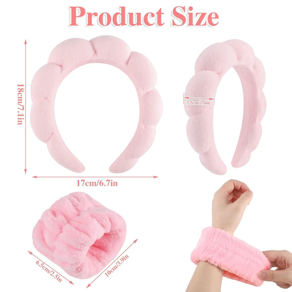 Spa Headband and Wrist Towel Set for Skincare Routine