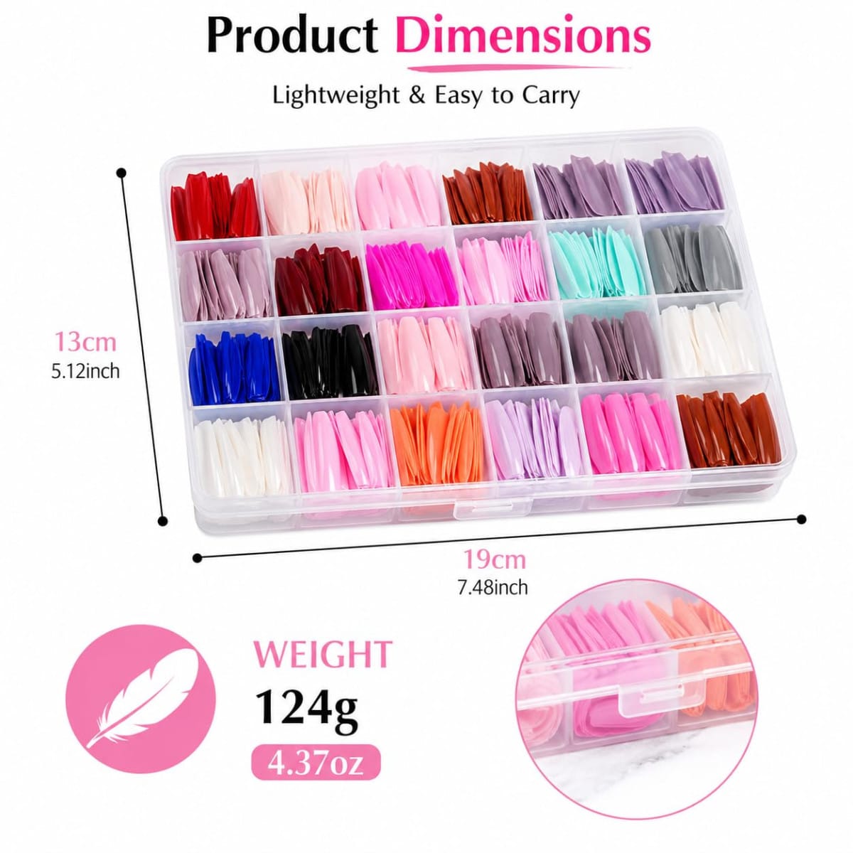 Artificial Nail Set | 576 Pieces | 24 Color