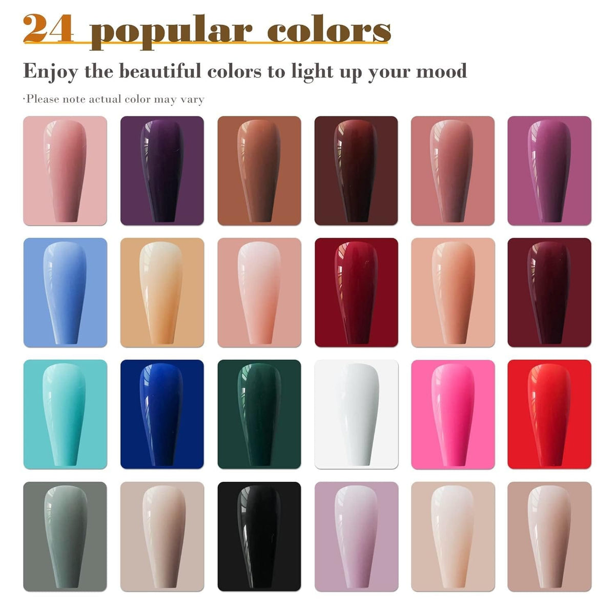 Artificial Nail Set | 576 Pieces | 24 Color