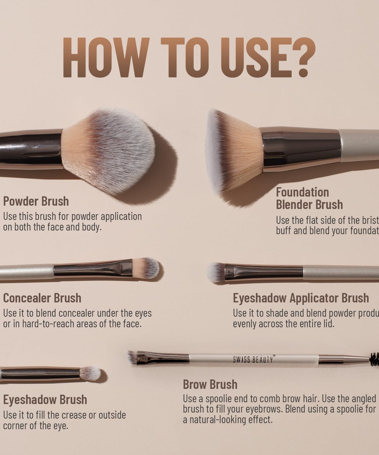 Professional Makeup Brush Kit Set (Pack of 6)