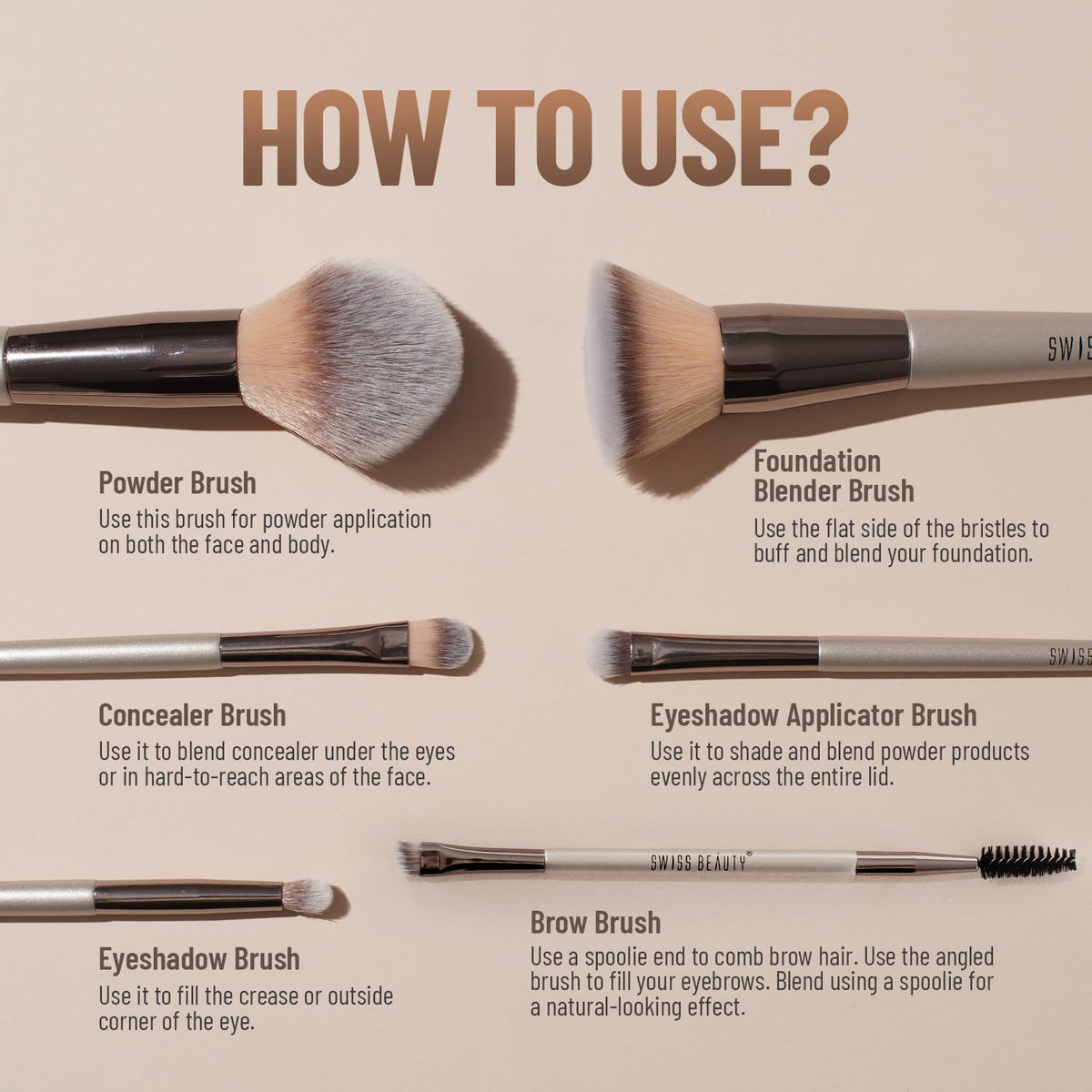 Professional Makeup Brush Kit Set (Pack of 6)