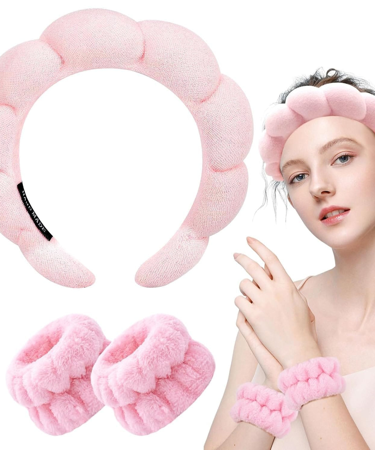 Spa Headband and Wrist Towel Set for Skincare Routine