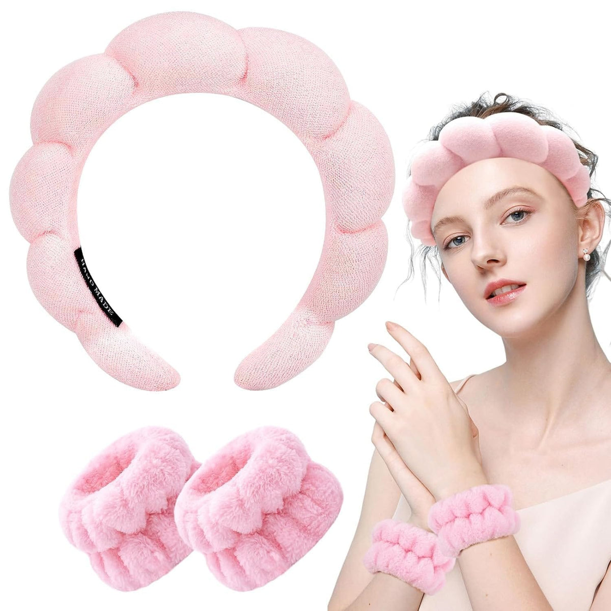 Spa Headband and Wrist Towel Set for Skincare Routine