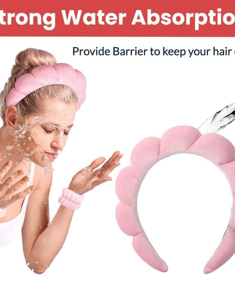 Spa Headband and Wrist Towel Set for Skincare Routine