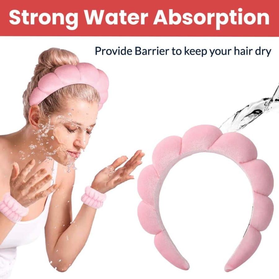 Spa Headband and Wrist Towel Set for Skincare Routine
