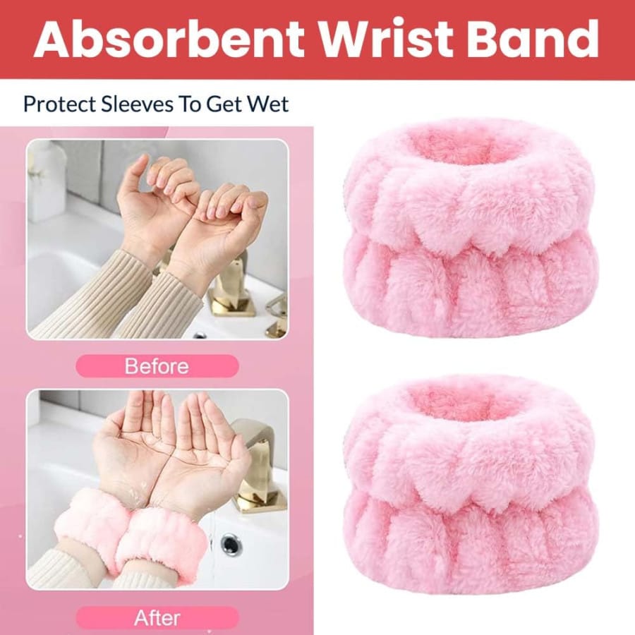 Spa Headband and Wrist Towel Set for Skincare Routine