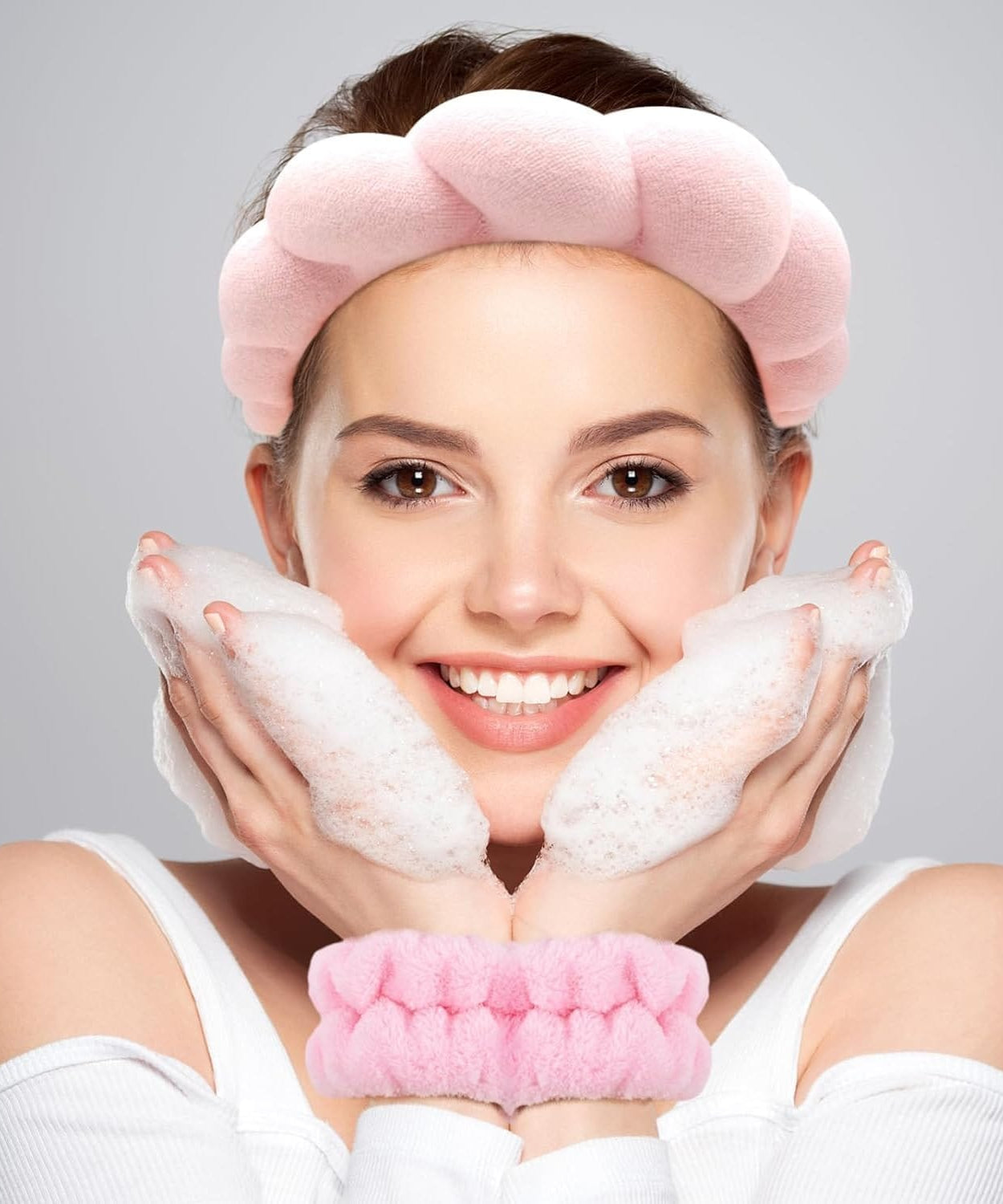 Spa Headband and Wrist Towel Set for Skincare Routine