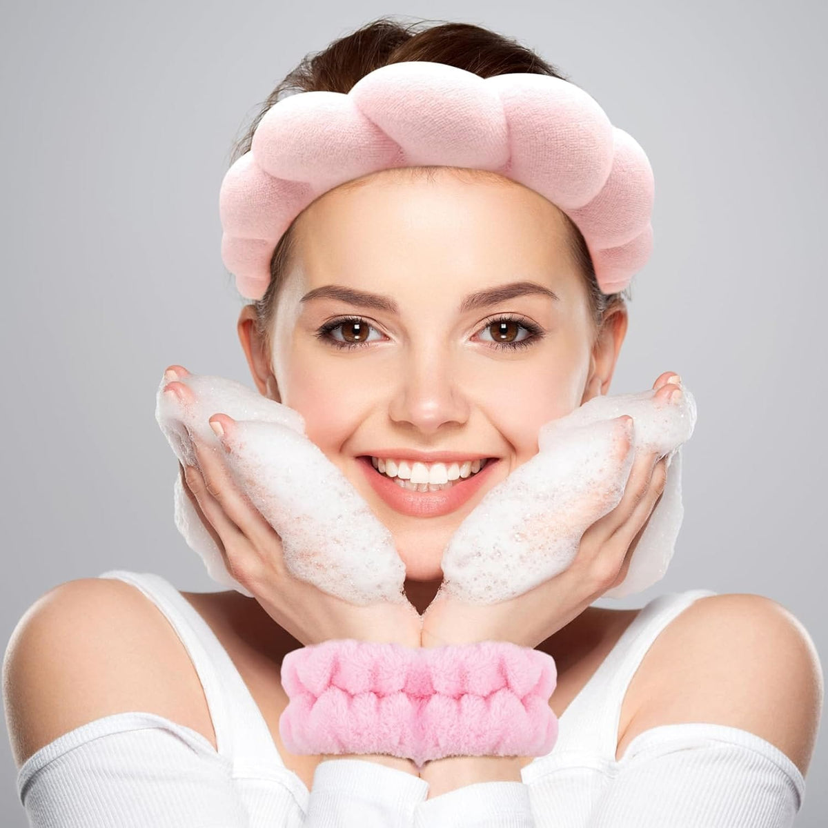 Spa Headband and Wrist Towel Set for Skincare Routine