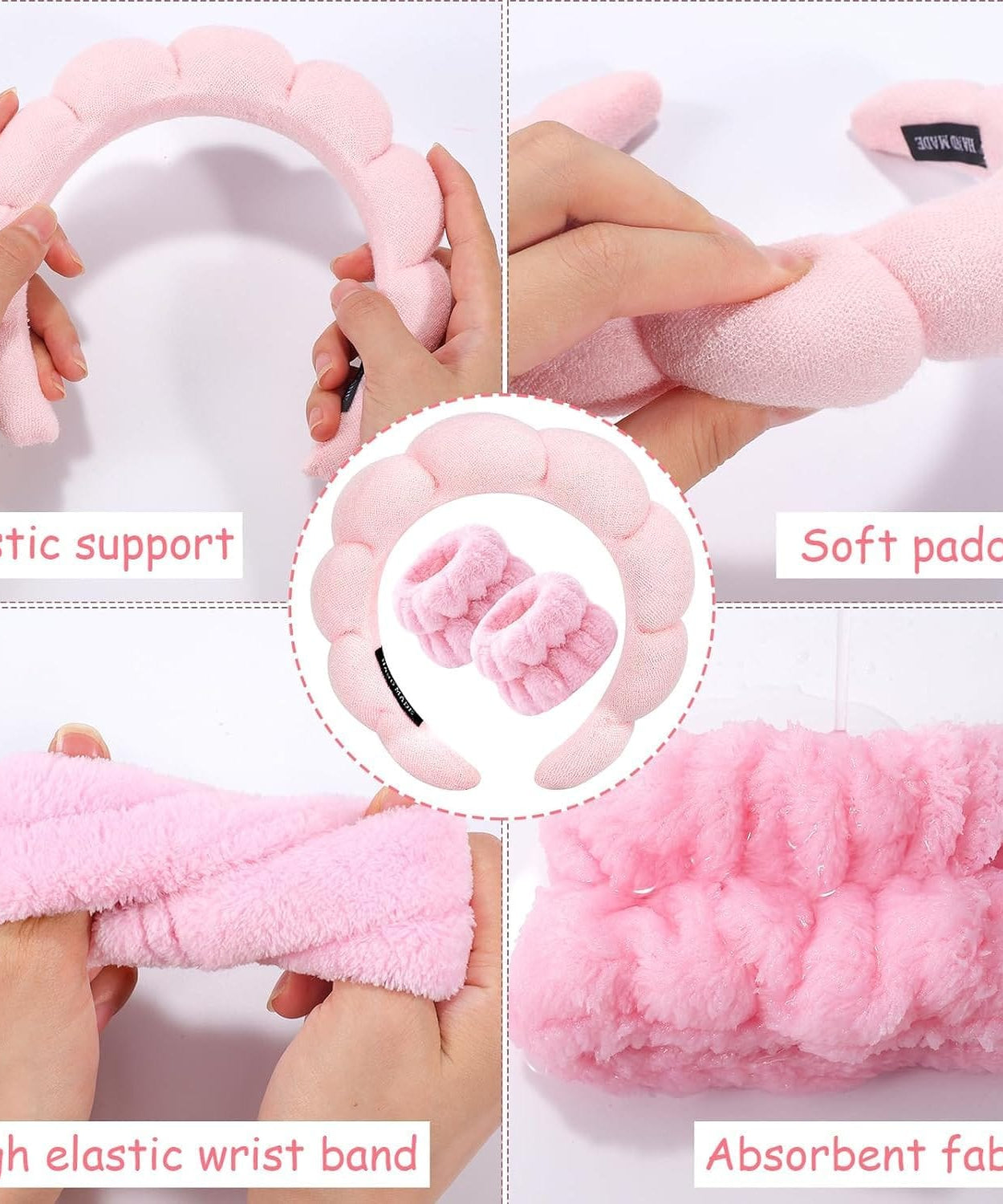 Spa Headband and Wrist Towel Set for Skincare Routine