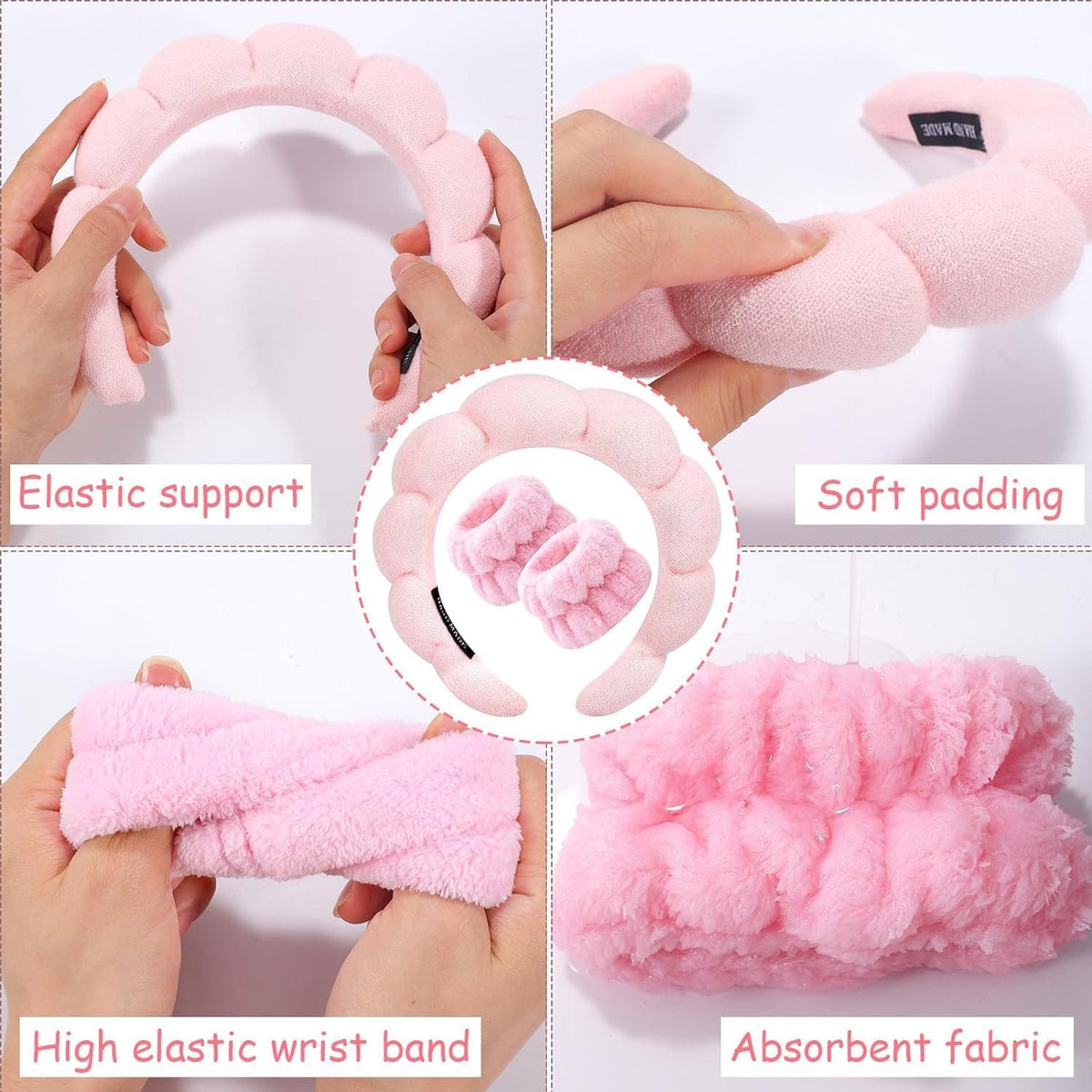 Spa Headband and Wrist Towel Set for Skincare Routine