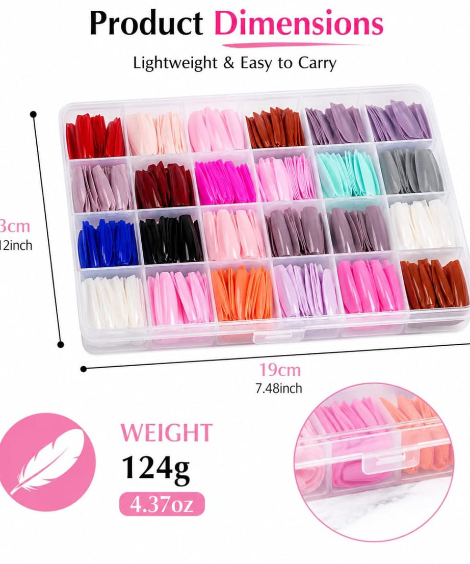 Artificial Nail Set | 576 Pieces | 24 Color