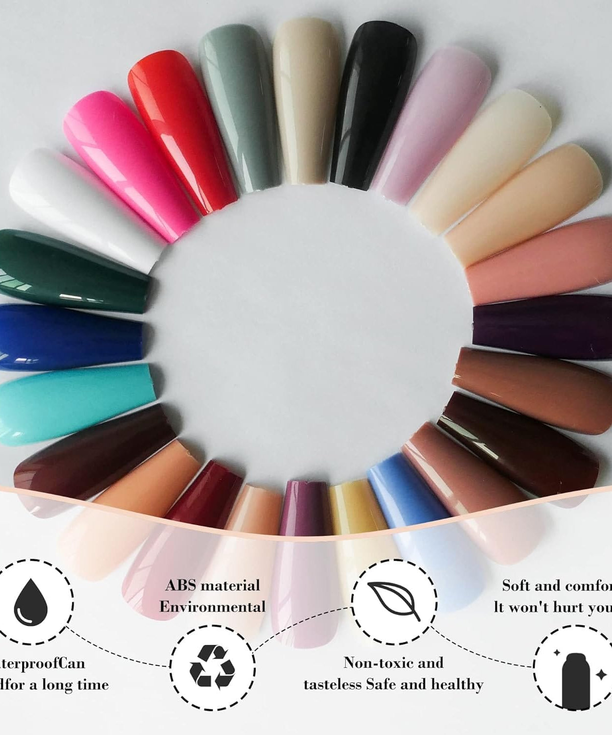 Artificial Nail Set | 576 Pieces | 24 Color