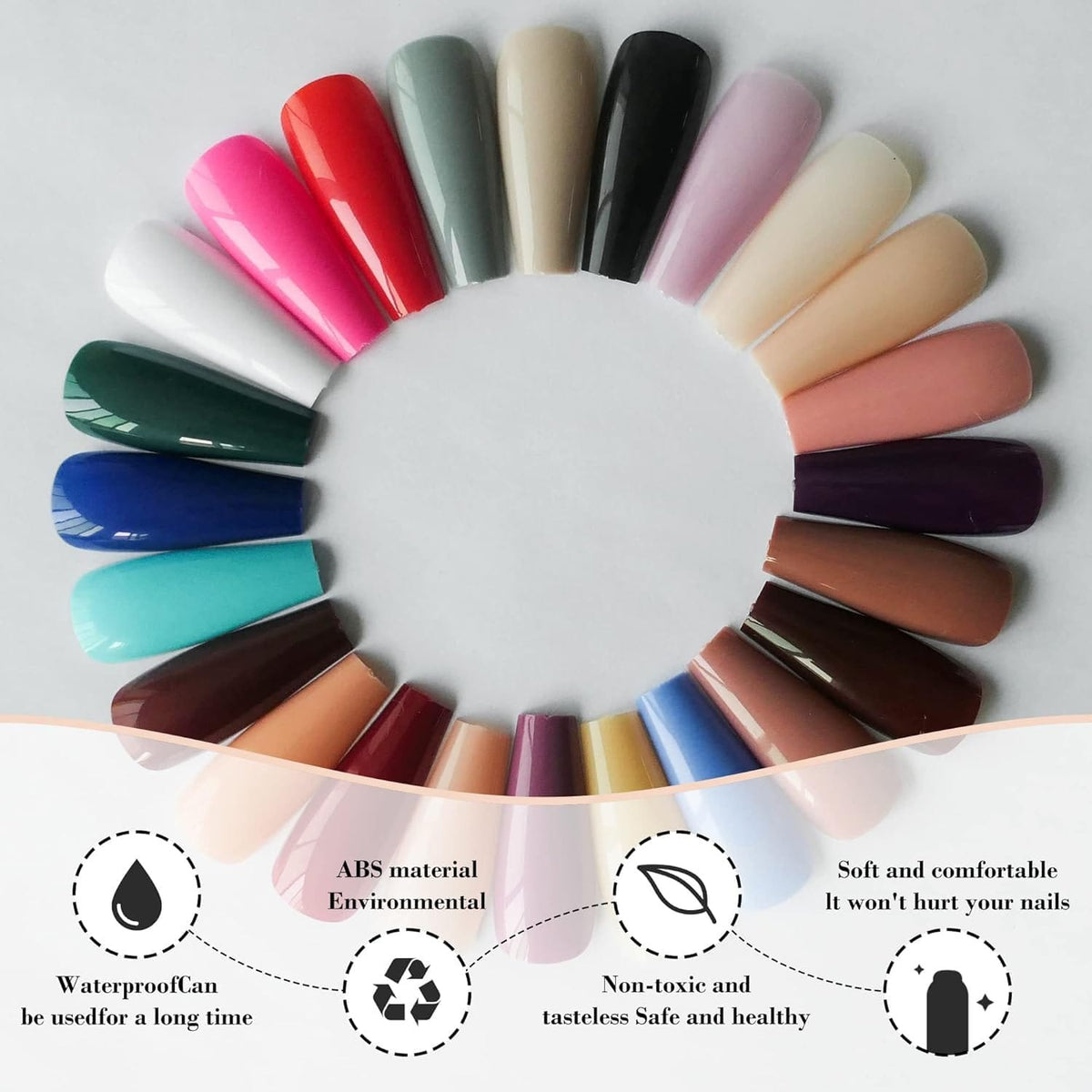 Artificial Nail Set | 576 Pieces | 24 Color