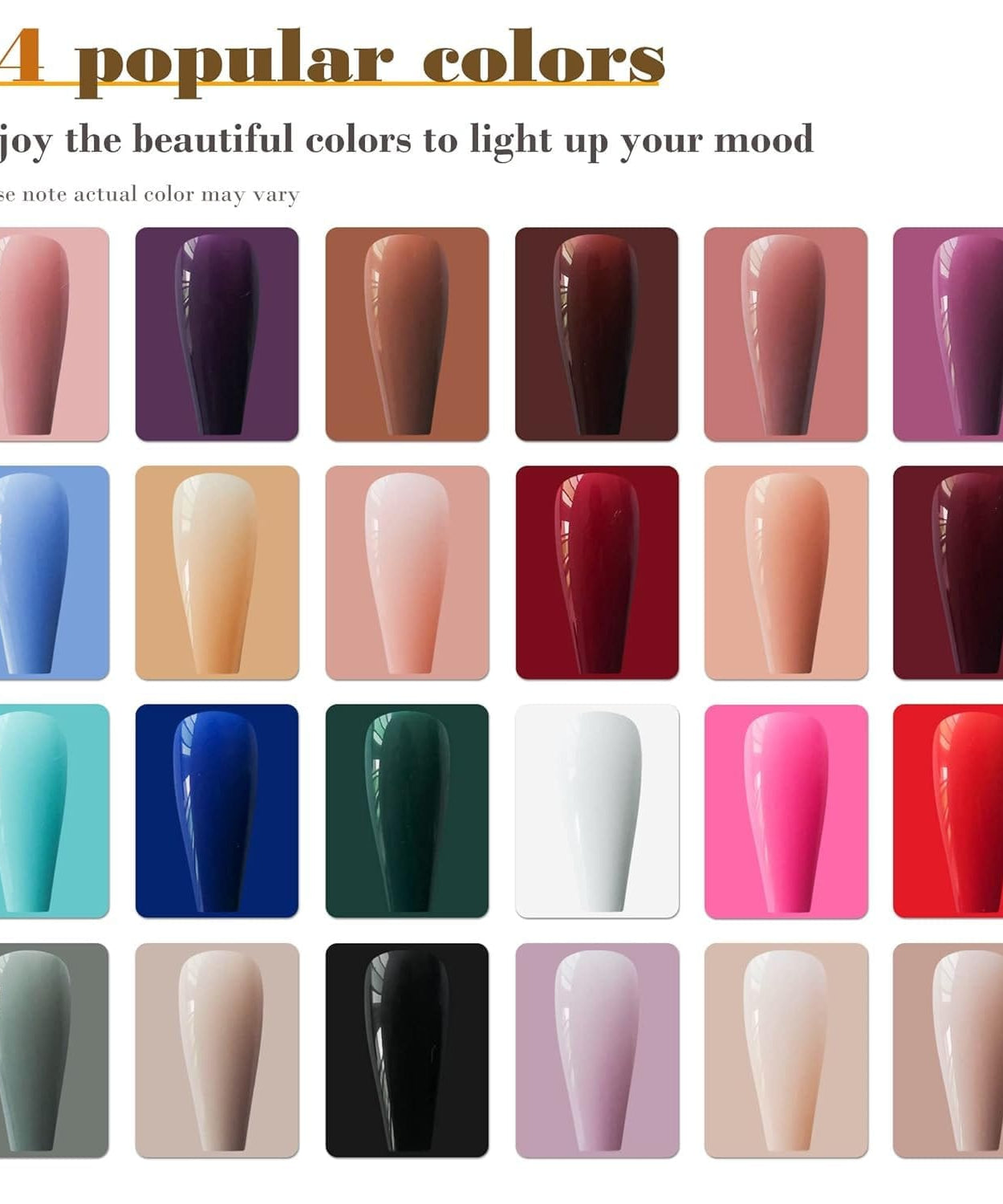 Artificial Nail Set | 576 Pieces | 24 Color