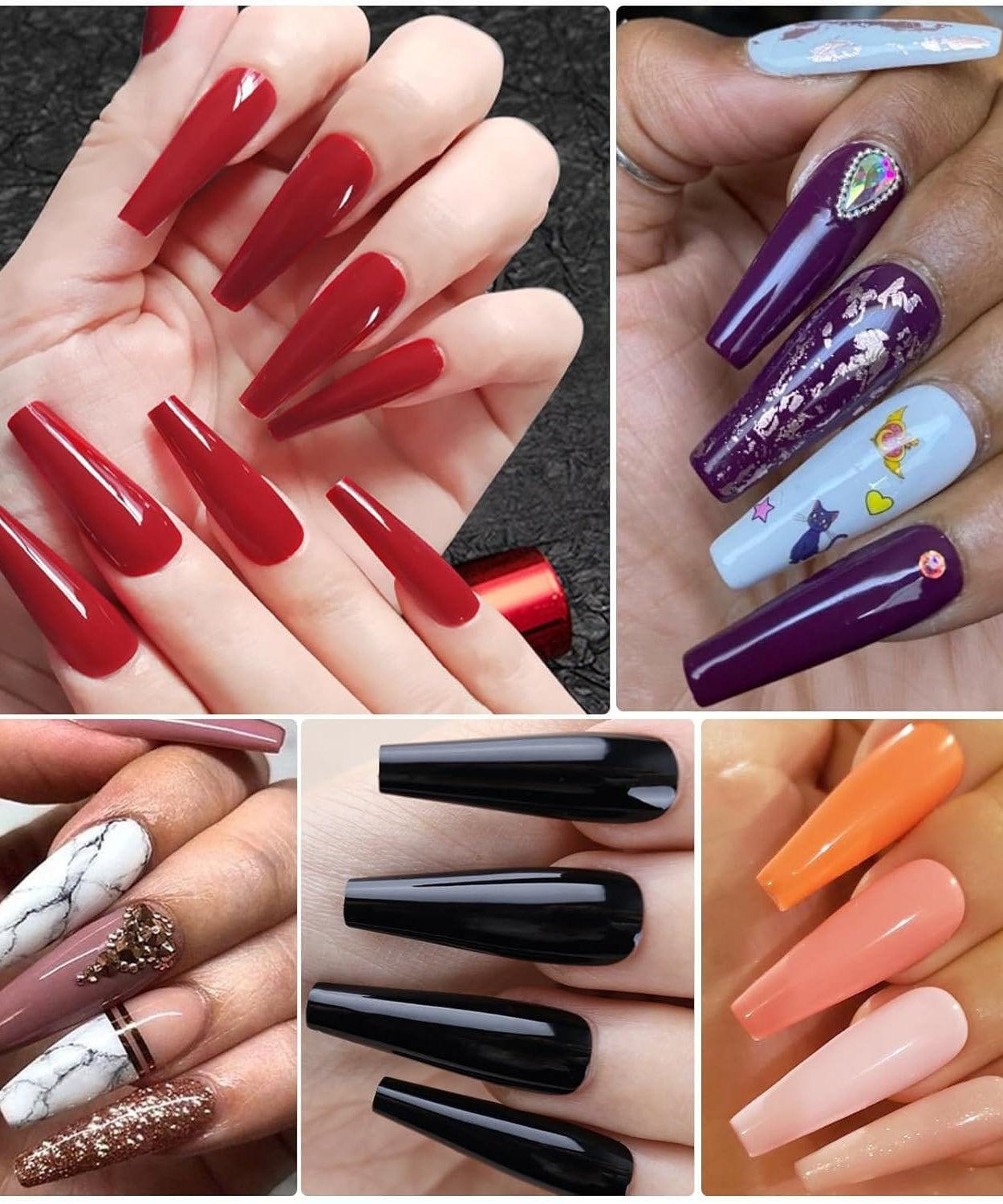 Artificial Nail Set | 576 Pieces | 24 Color