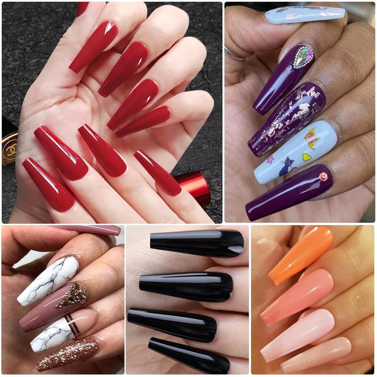 Artificial Nail Set | 576 Pieces | 24 Color