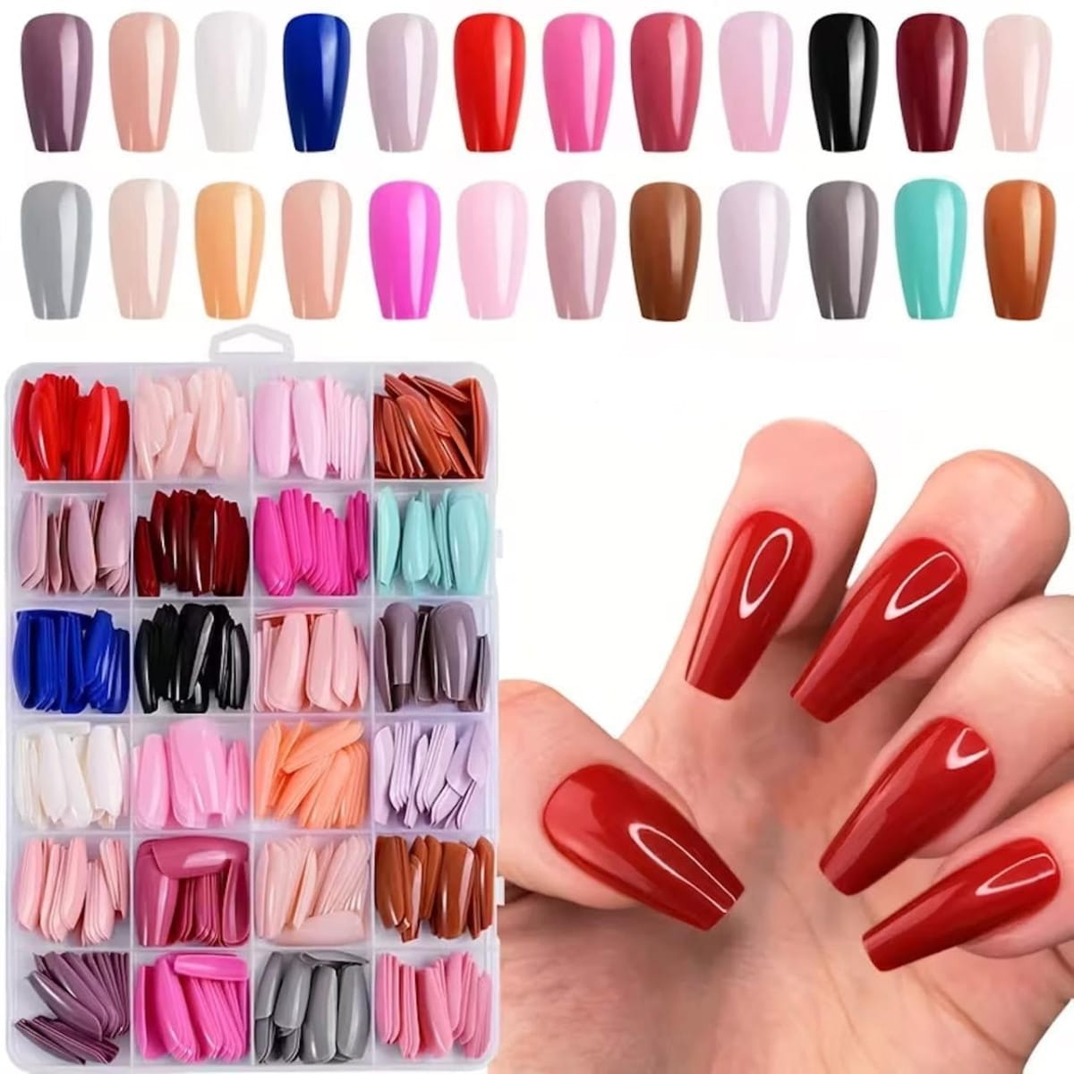 Artificial Nail Set | 576 Pieces | 24 Color